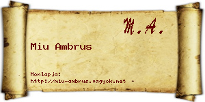 Miu Ambrus névjegykártya